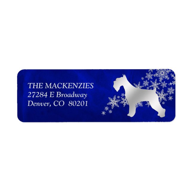 Etiqueta Endereço de Retorno Schnauzer Inverno Azul (Frente)
