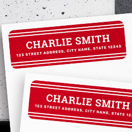 Etiqueta Endereço de retorno vermelho das linhas brancas mo