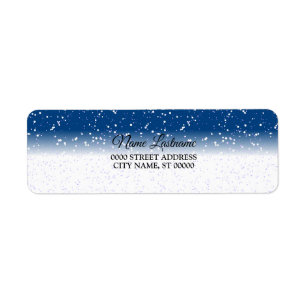 Etiqueta Endereço de retorno White Snow Flakes Blue sky