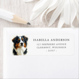 Etiqueta Endereço de Retrato de Australian Shepherd em Aqua