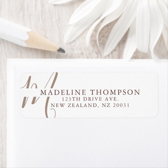 Etiqueta Endereço de Script Monograma do Beige de Aterro (Insitu)