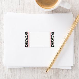 Etiqueta Endereço do Casamento tema damasco branco vermelho