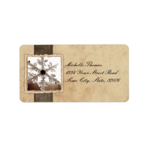 Etiqueta Endereço do Casamento vintage Black Snowflake