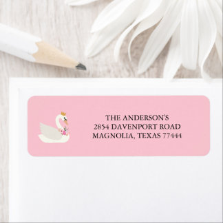 Etiqueta Endereço do Chá de Bebê Princesinha Cisne Rosa