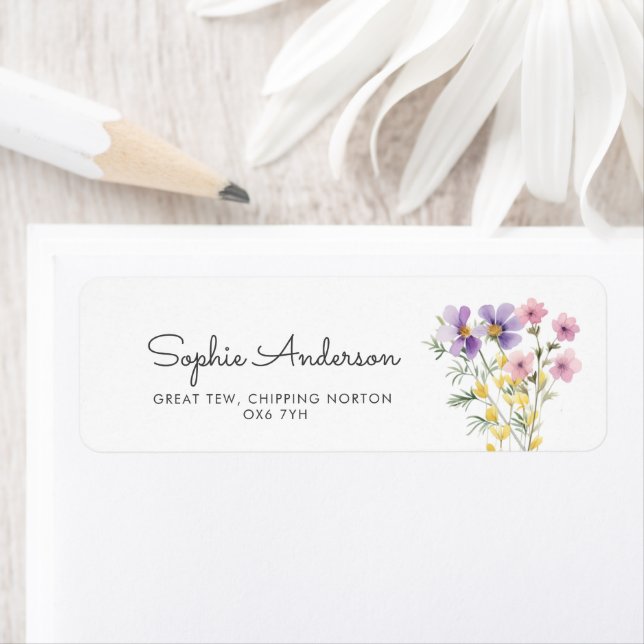 Etiqueta Endereço do Chá de fraldas de Wildflower (Insitu)