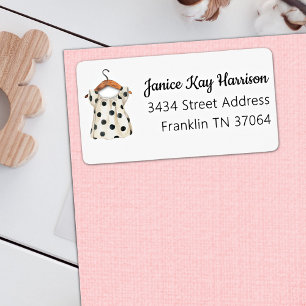 Etiqueta Endereço do Chá de fraldas Vintage Bolinhas Dress