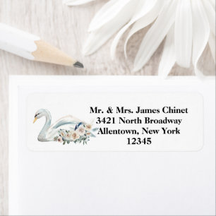 Etiqueta Endereço do Cisne Branco Elegante