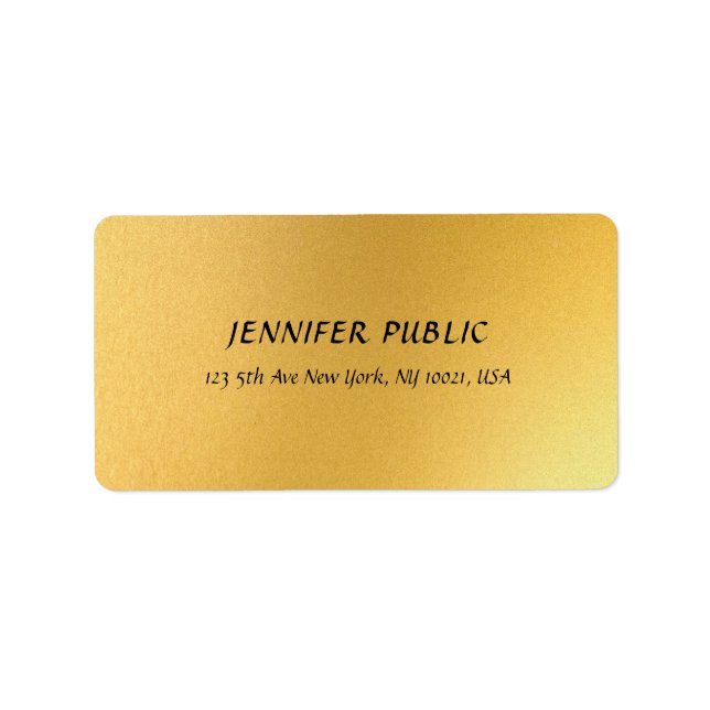 Etiqueta Endereço do Design Elegante Dourado do Glamor Mode (Frente)