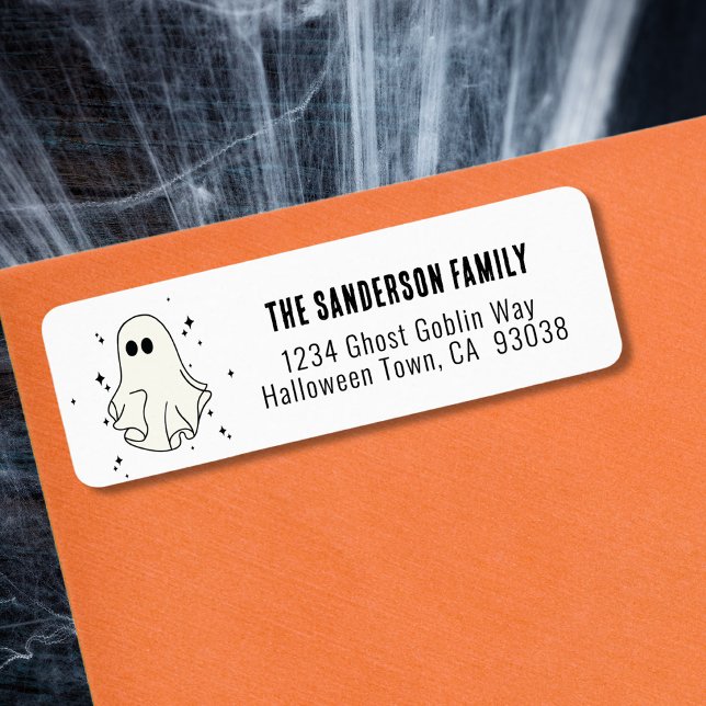 Etiqueta Endereço do Fantasma Halloween (Ghost Happy Halloween Party Return Address Label)