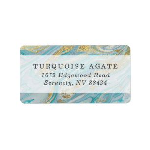 Etiqueta Endereço do Geode Agato de Turquesa e Marble Doura