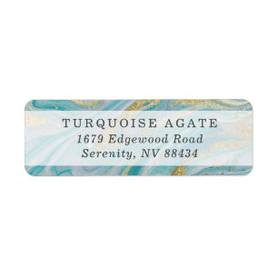 Etiqueta Endereço do Geode do Agate de Marble Turquoise e 