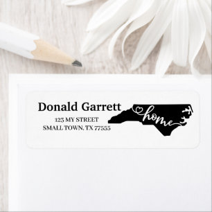 Etiqueta Endereço do Home State Outline Heart North Carolin