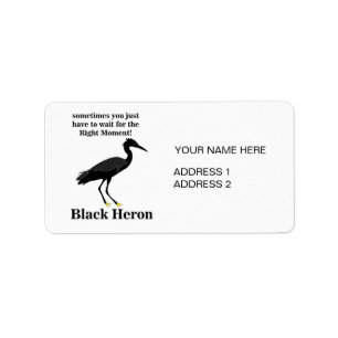 Etiqueta Endereço do Pássaro Heron Egret Negro Personalizad