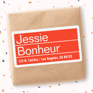 Etiqueta Endereço do remetente alaranjado vermelho moderno