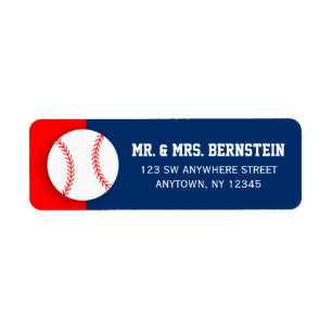 Etiqueta Endereço do remetente azul vermelho do basebol