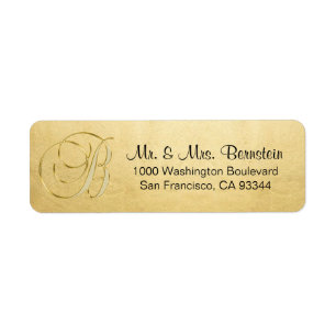Etiqueta Endereço do remetente Dourado elegante da letra B