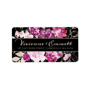 Etiqueta Endereço do remetente floral rosa vermelha roxo d