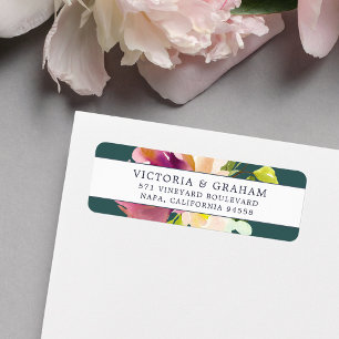 Etiqueta Endereço do remetente floral vibrante da flor  
