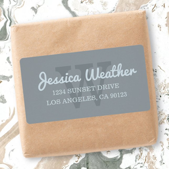 Etiqueta Endereço do remetente Monogrammed Cursive do nome (Criador carregado)