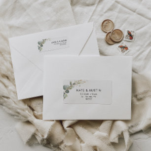 Etiqueta endereço do watercolor eucaliptus