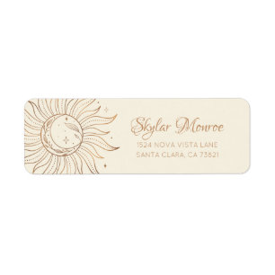 Etiqueta Endereço Dourado Celestial Sun & Moon on Ivory Re