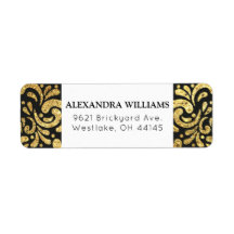 Endereço Dourado e preto moderno elegante