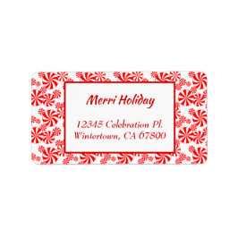 Etiqueta Endereço Editável do Red White Peppermint Candy