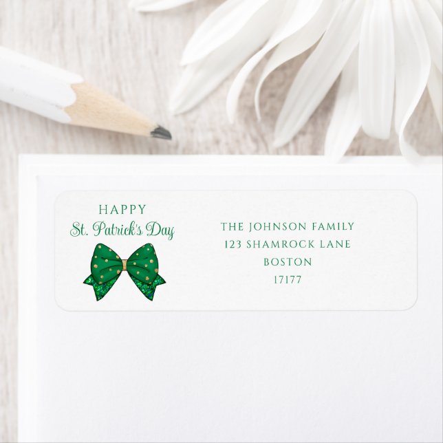 Etiqueta Endereço Elegante de Feliz Dia de São Patrício (Insitu)