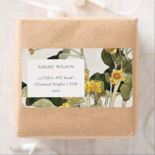 Etiqueta Endereço Floral Amarelo Amarelo Elegante Daffodil