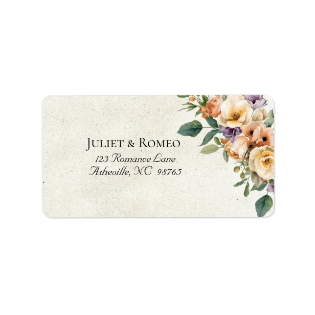 Etiqueta Endereço Floral Creme (Frente)
