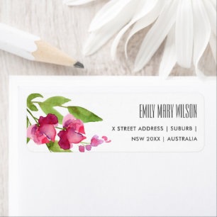 ETIQUETA ENDEREÇO FLORAL DA COR DA ÁGUA DE TINTA