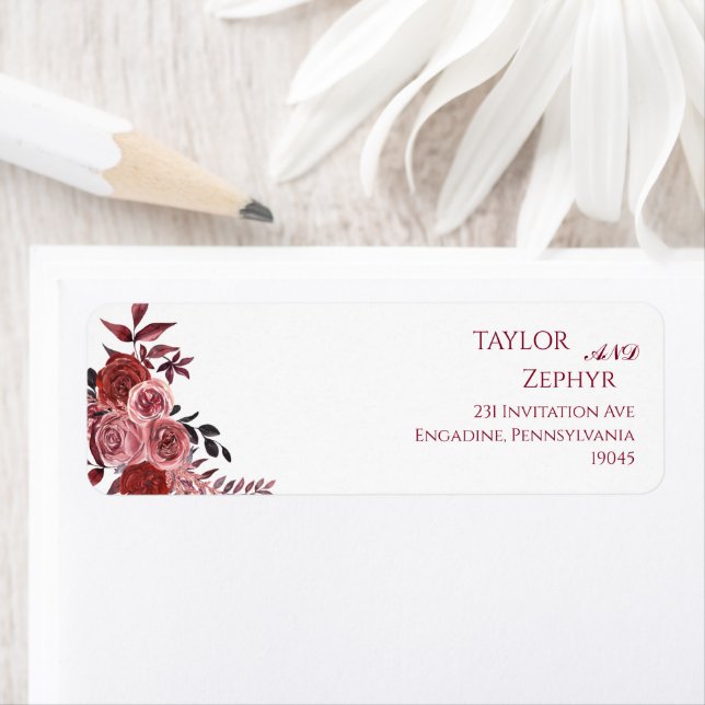 Etiqueta Endereço Floral de Burgundy (Insitu)