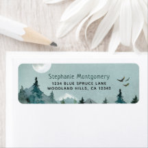 Endereço Floresta Montanhas Pássaros Aquarela
