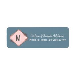 Etiqueta Endereço Geométrico rosa Dourado Dusty Blue Mauve