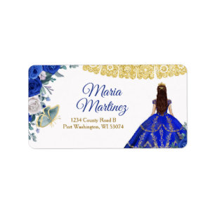 Etiqueta Endereço Label Quinceañera 15 Anos Royal Blue