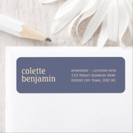 Etiqueta Endereço Minimalista Azul-Cinza & Pêssego Pálido
