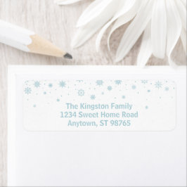 Etiqueta Endereço Minimalista Blue Snowflake