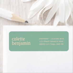 Etiqueta Endereço Minimalista Turquesa-Verde & Pêssego Páli