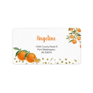 Etiqueta Endereço Moderno Twin Citrus Orange