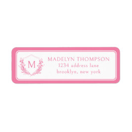 Etiqueta Endereço Monograma de repouso floral de borda dupl