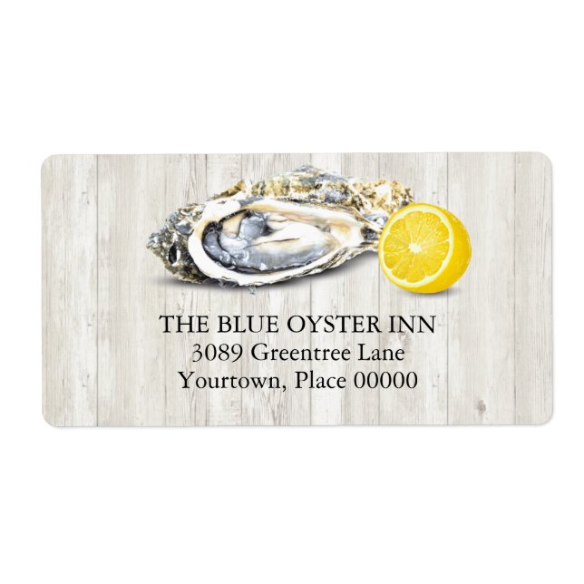 Etiqueta Endereço náutico do peixe-marisco torrado ostra (Frente)