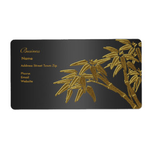 Etiqueta Endereço Negócios Preto Dourado Bambu
