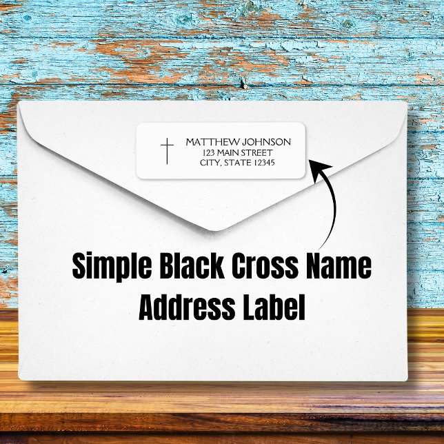 Etiqueta Endereço Nome Cruz Preta Simples (Simple Black Cross Name Address Label
)