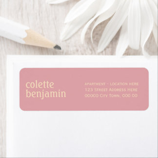 Etiqueta Endereço Pastel Rosa e Pêssego Claro Minimalista M