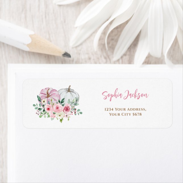 Etiqueta Endereço Pequena Abóbora Rosa (Insitu)