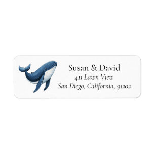 Etiqueta Endereço Personalizado de Baleia Azul