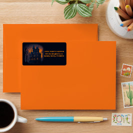 Etiqueta Endereço Personalizado de Mansão Halloween Adulto