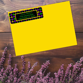 Etiqueta Endereço Personalizado do Padrão Mardi Gras Fleur