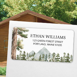 Etiqueta Endereço Personalizado Floresta Verde Aquarela