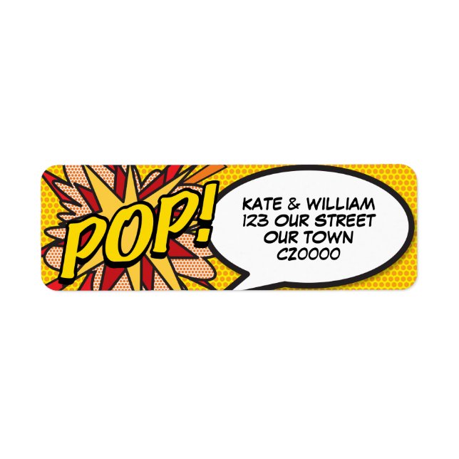 Etiqueta Endereço POP Fun Retro Quadrinhos Pop Art (Frente)